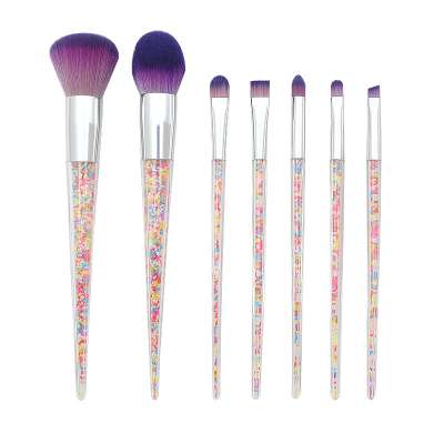 2020 candy Makeup Brushes Set Crystal Sparkles Foundation Brush with Blush Powder Eye shadow Facial shadow Eyebrow Highlight 7pc